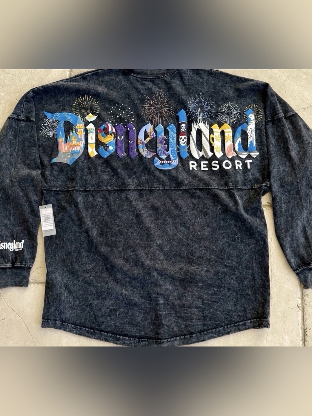 Disneyland Resort Spirit Jersey Acid Wash Fireworks Graphic Sweatshirt XL NWT